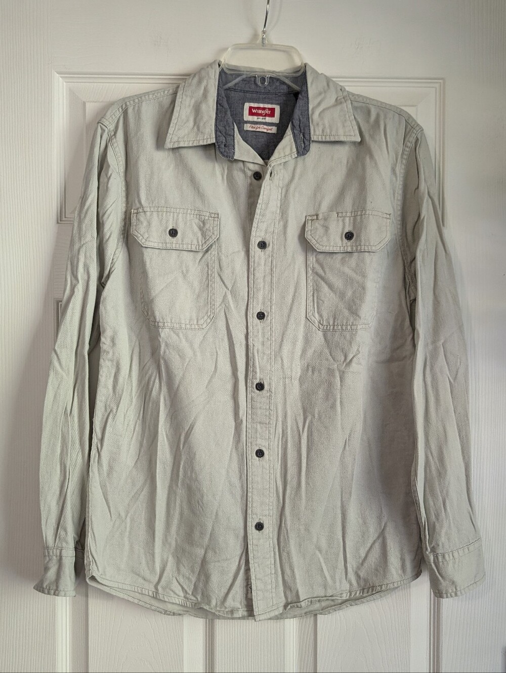 Wrangler Light Beige Men's Button-Up Shirt Size S